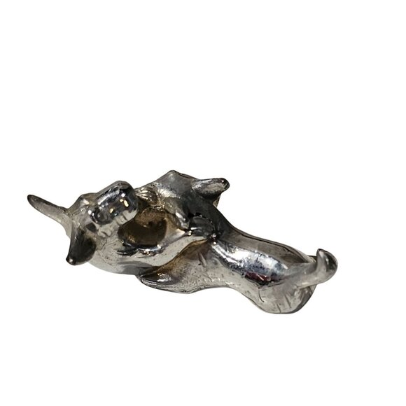 Vintage Chrome Scottie Dogs Playing Figurine 2.25" Collectible Desk Ornament Art - Picture 8 of 8